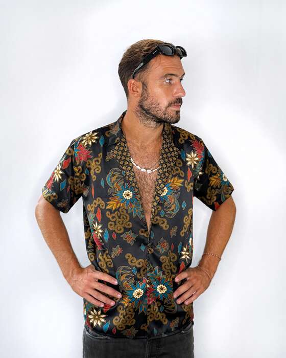 Black Flower ULULIFE shirt — Front