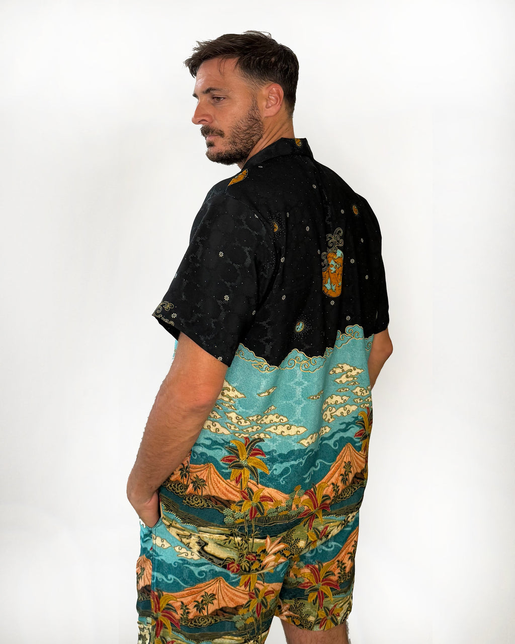Set Batik Short & Shirt Short Sleeve - Beach Green
