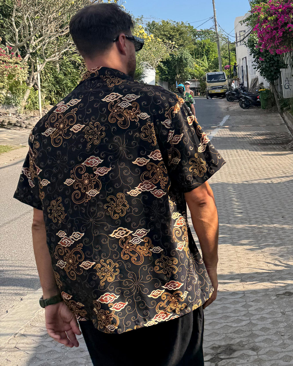 Batik Shirt Short Sleeve - Black and Golden