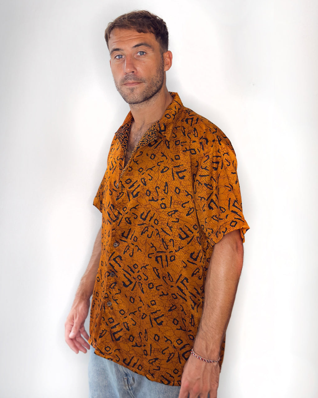Batik Shirt Short Sleeve - Brown Black