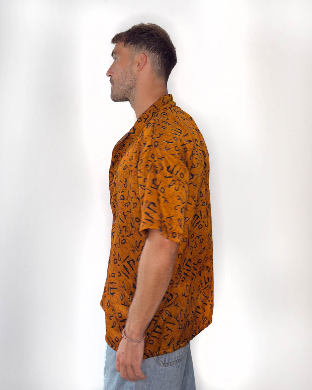 Batik Shirt Short Sleeve - Brown Black