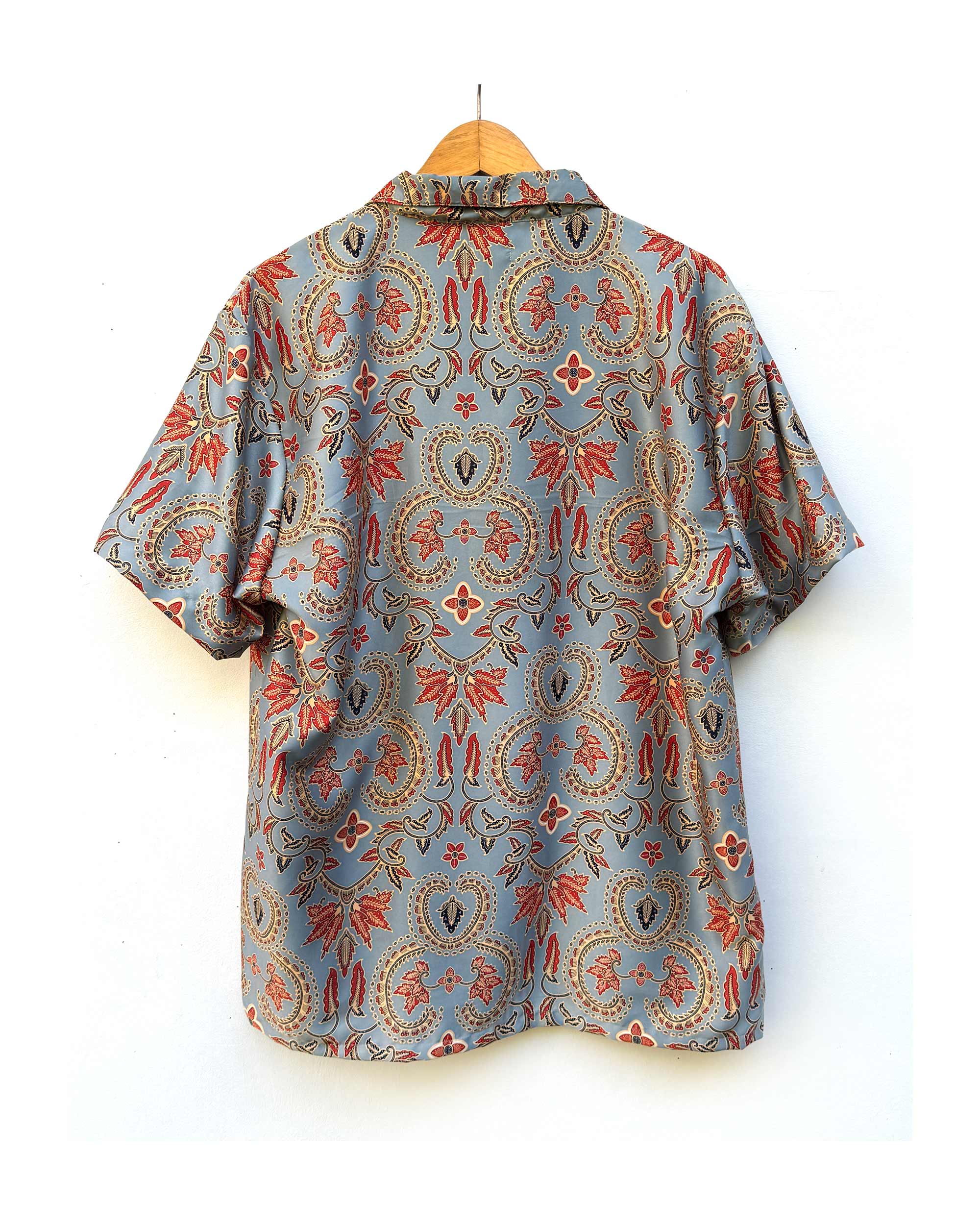 Batik Shirt Short Sleeve - Cyan Flower