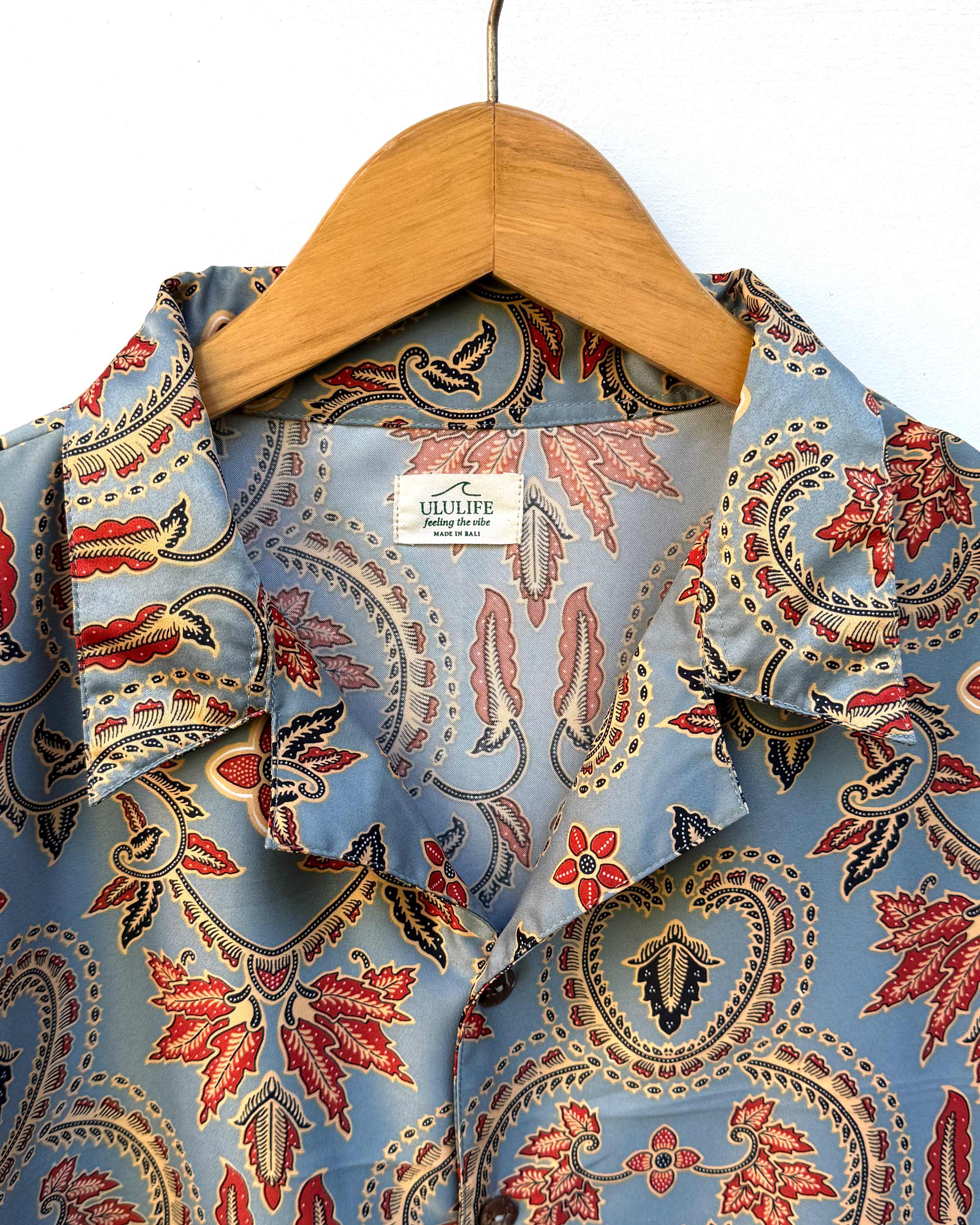 Batik Shirt Short Sleeve - Cyan Flower