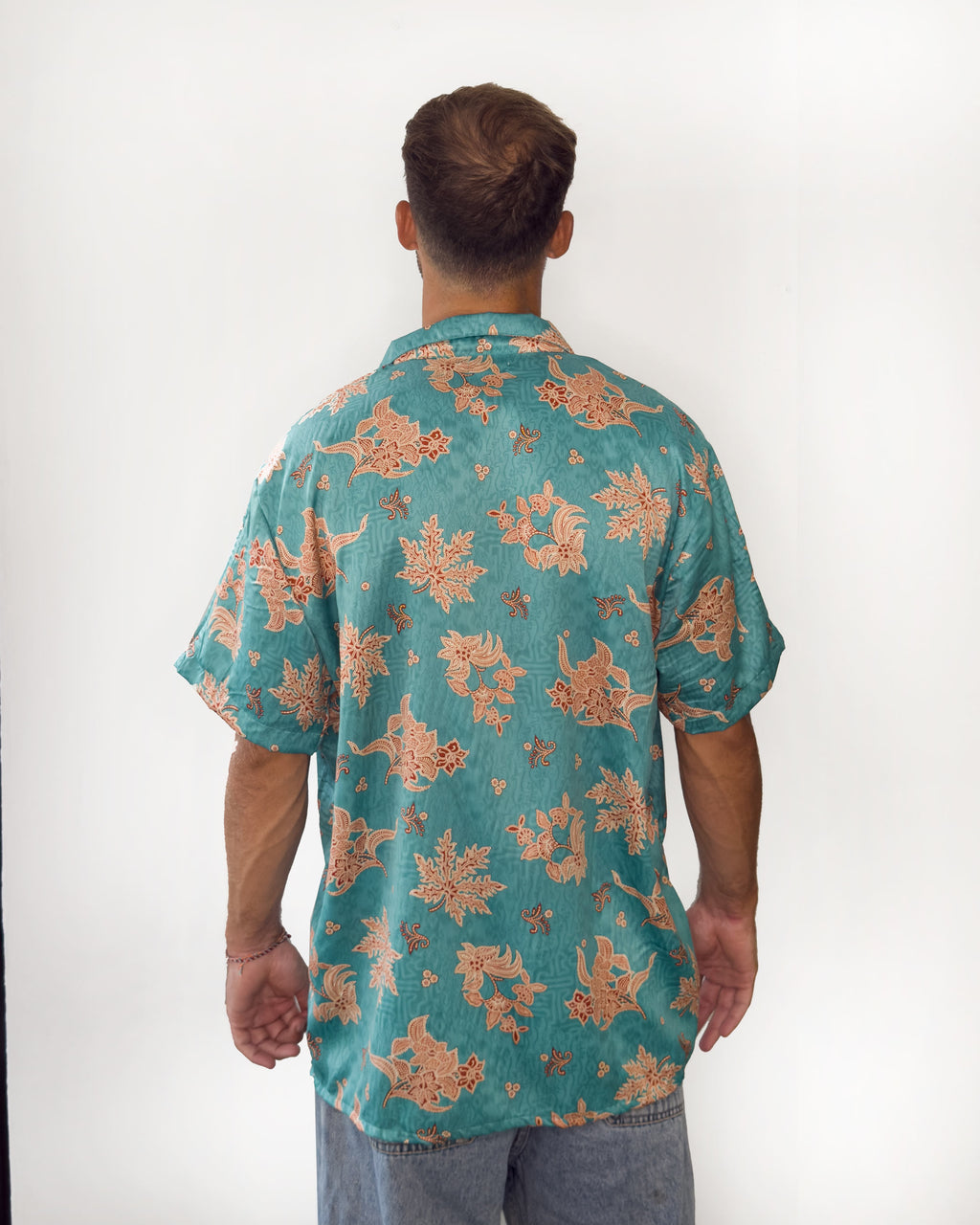 Batik Shirt Short Sleeve Green Flower