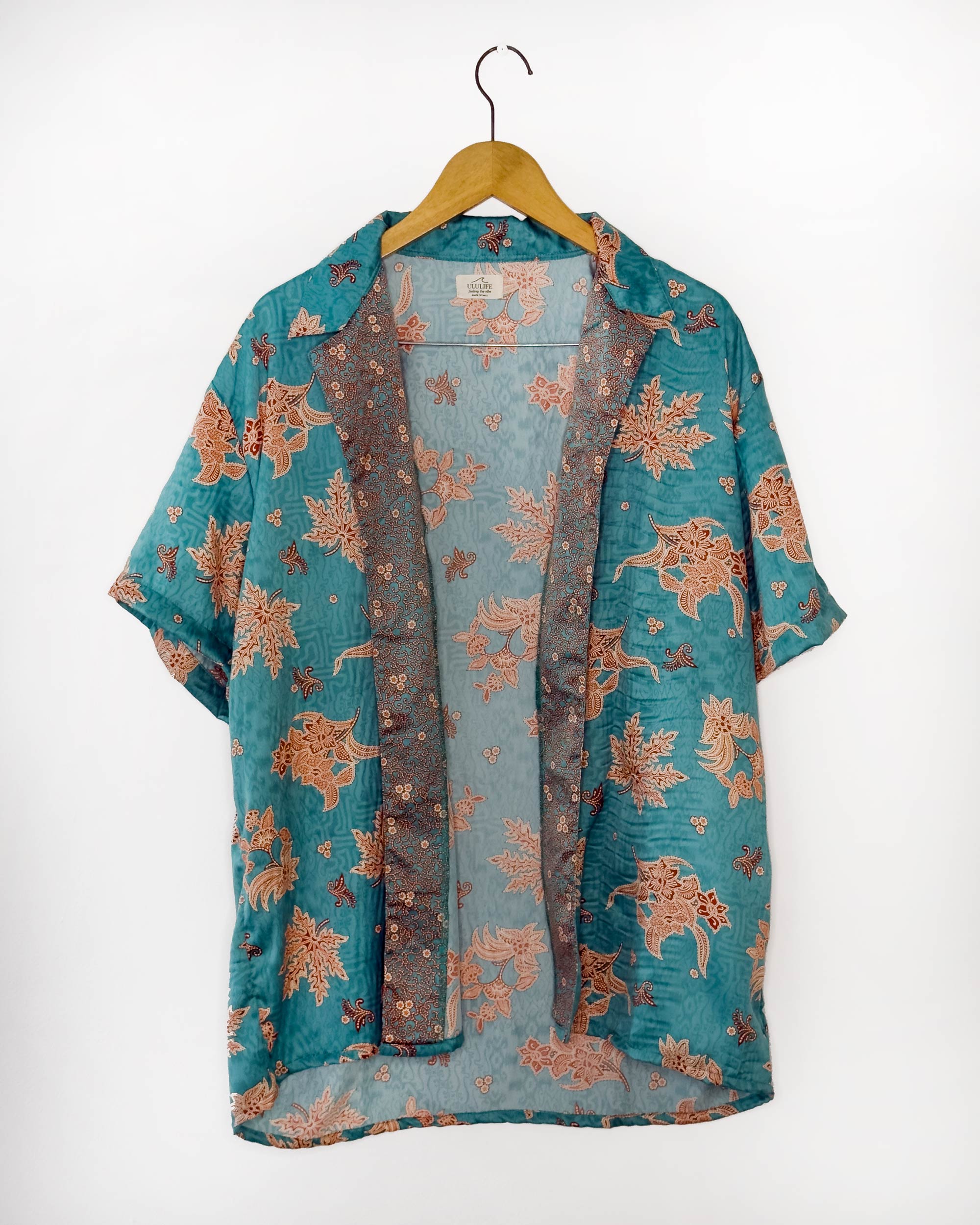 Batik Shirt Short Sleeve Green Flower