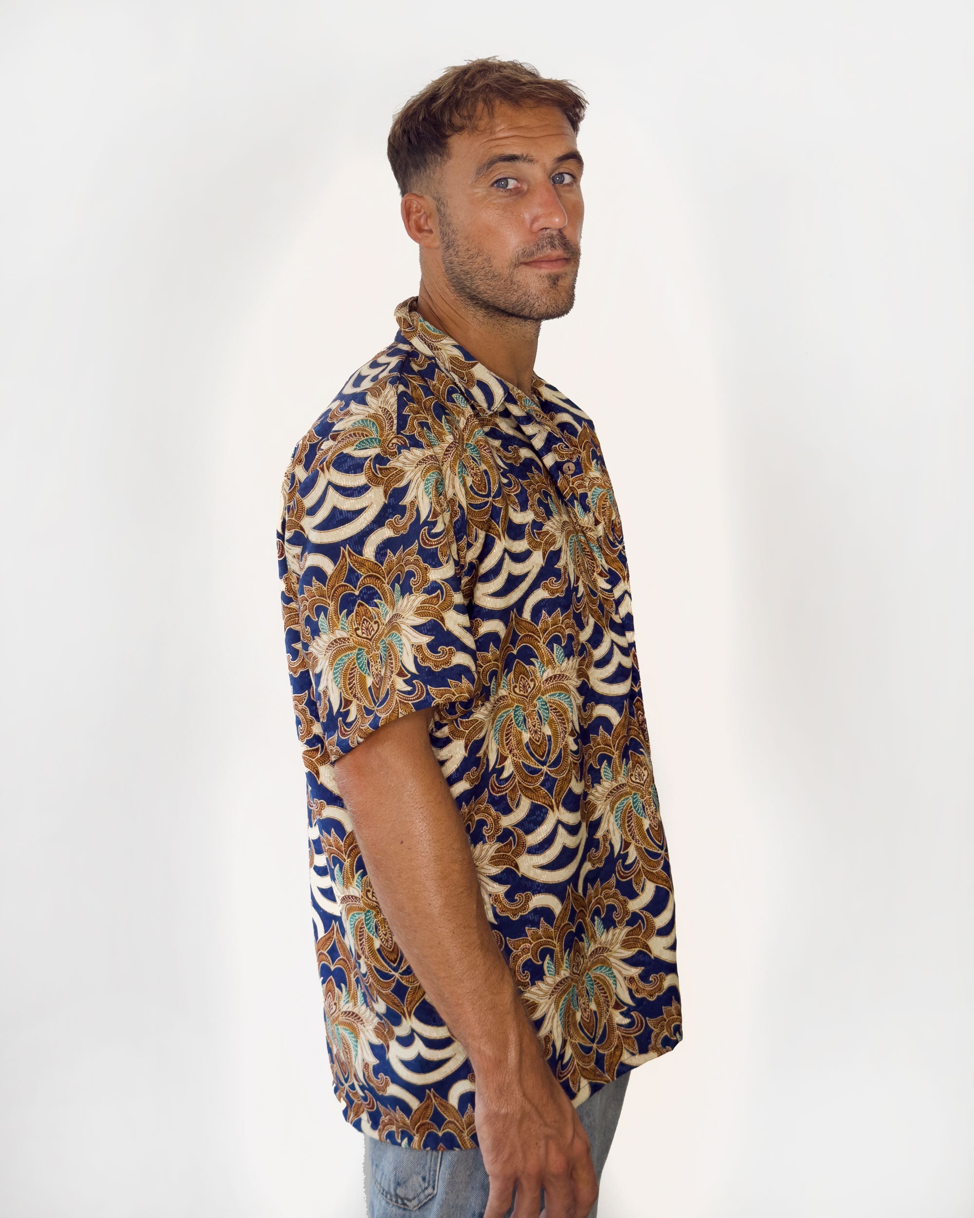 Batik Shirt Short Sleeve - Majestic Blue