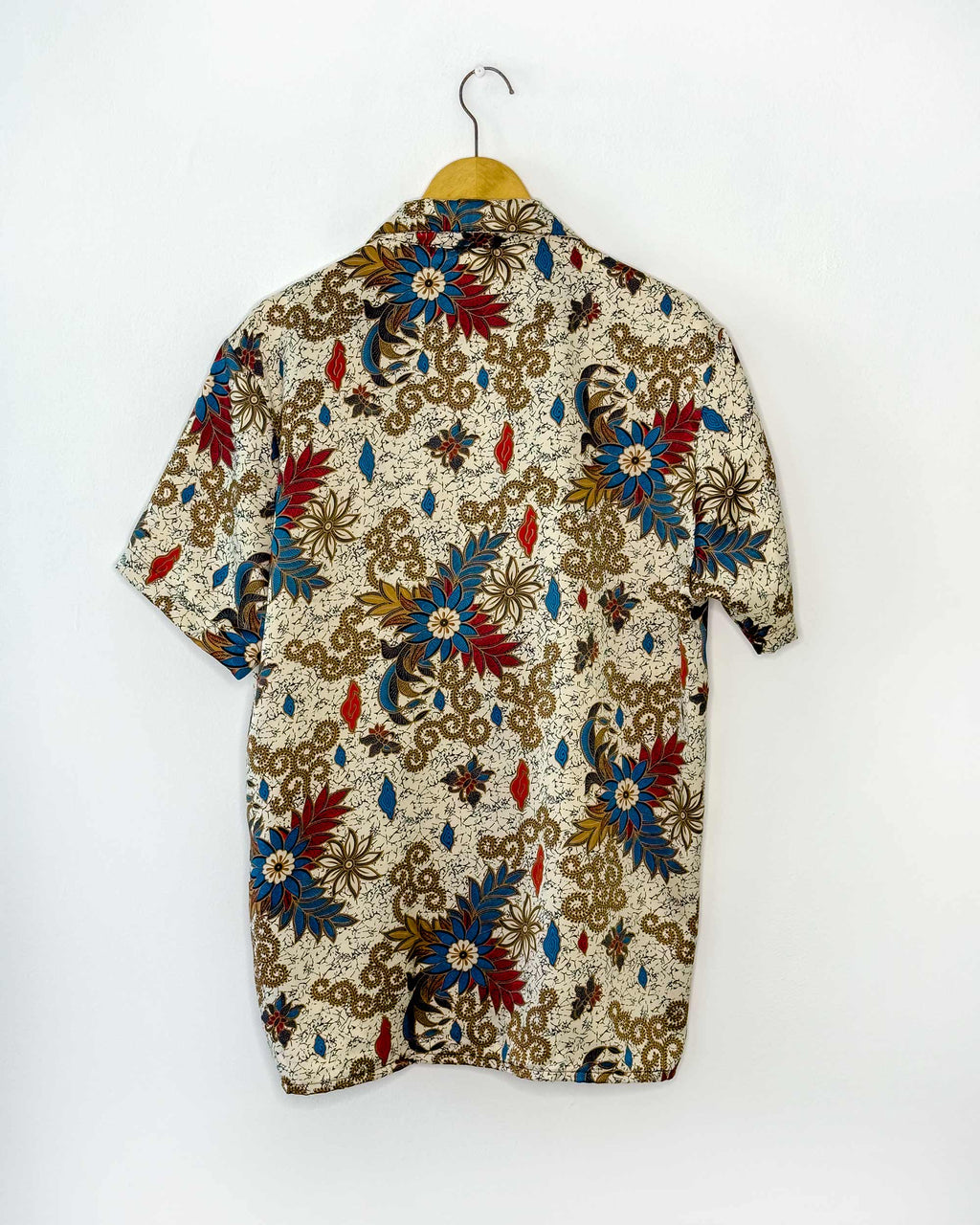 Batik Shirt Short Sleeve White Flower