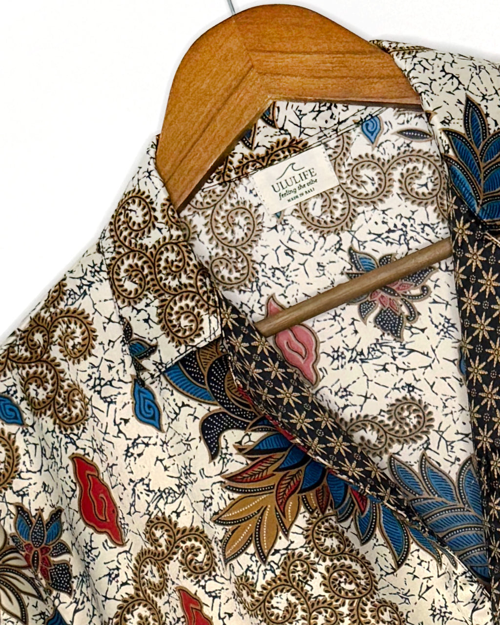 Batik Shirt Short Sleeve White Flower