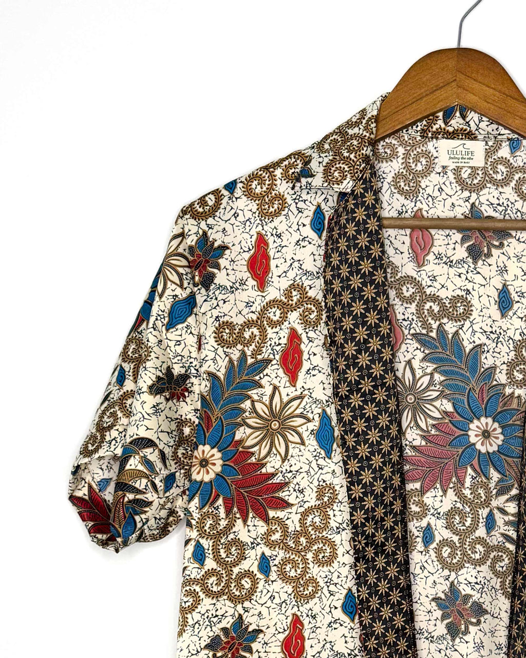 Batik Shirt Short Sleeve White Flower